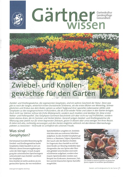 Gärtner wissen "Zwiebel und Knollengewächse für den Garten